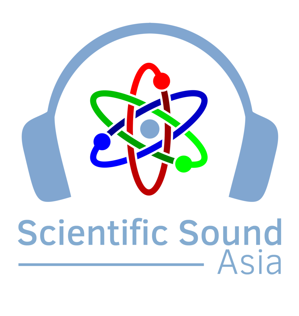 Scientific Sound Asia logo featuring a headphones and atomic symbol icon on a clear background.