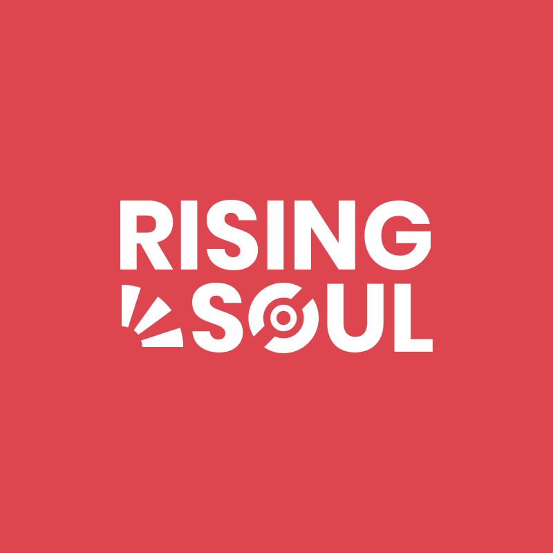 Asian DJ collective Risinfg Soul Logo in white on red background.