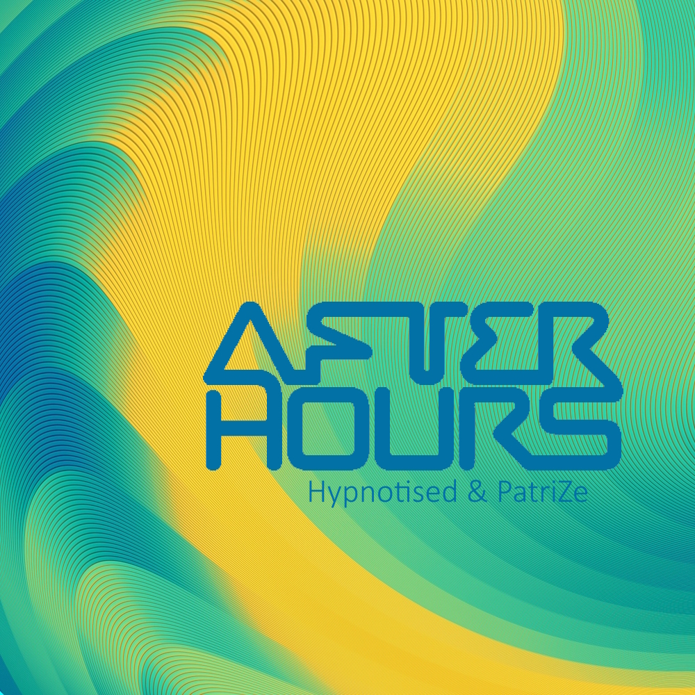 After Hours 2023 part 2 Logo featuring Hosts Hypnotised and PatriZes name and After Hours logo on yellow and green background, colour image.