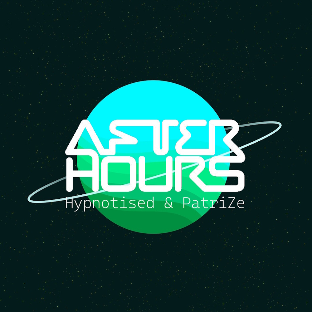 AH Digital After Hours 2024 logo featuring host DJs Hypnotised and PatriZes names on a green planet that resembles Saturn, colour image.