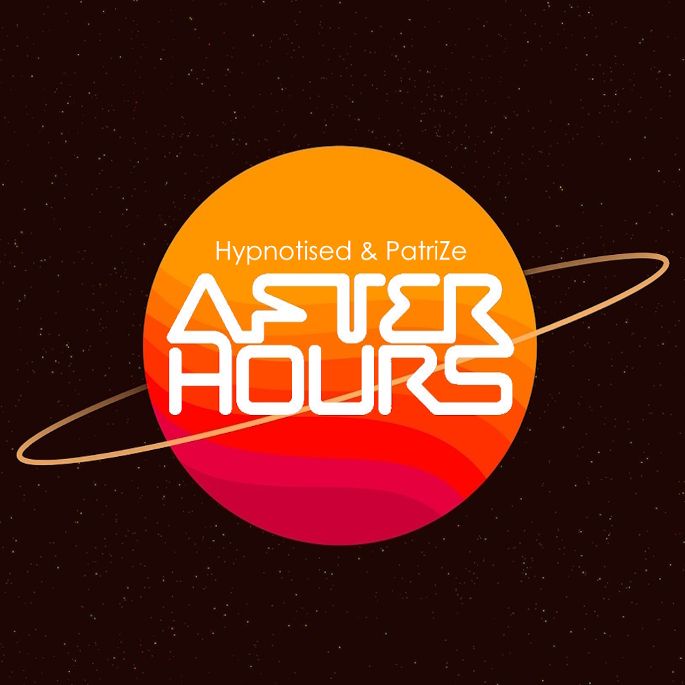AH Digital After Hours 2024 version 3 logo featuring host DJs Hypnotised and PatriZes names on a red and orange planet that resembles Saturn, colour image.