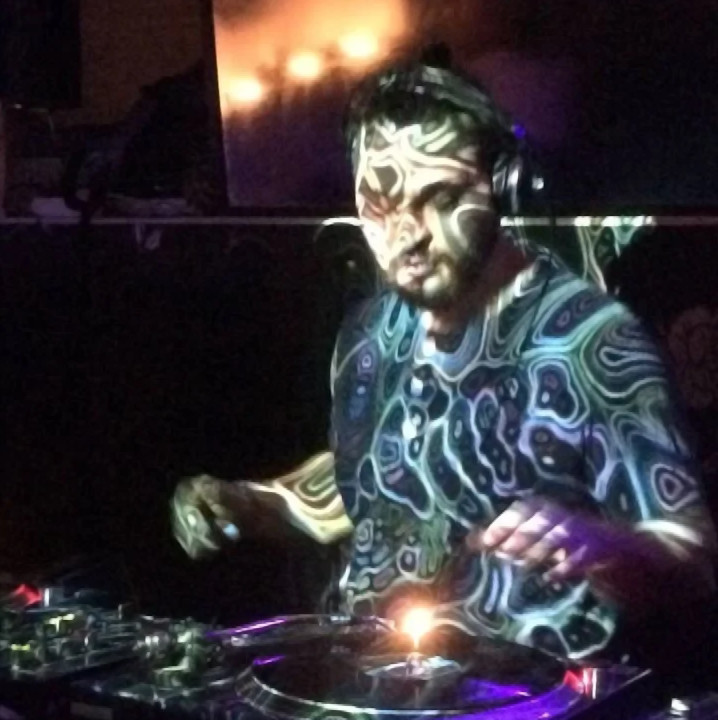 Russian Dj and producer Bolgarin performing as DJ on Technics SL 1200 turntables.