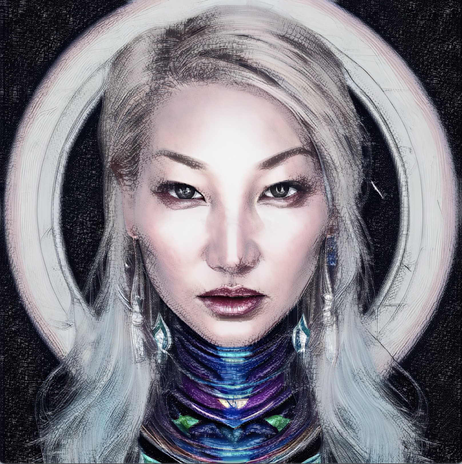 Chinese dJ and producer Jasmine Li in cartooned headshot, colour image.