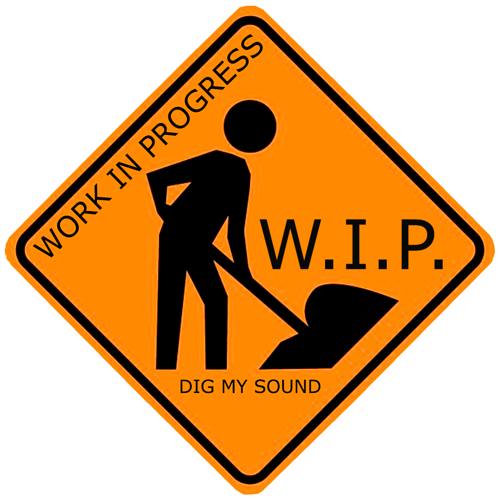 Italian DJ and producer El Brujo Work In Progress Logo featuring black writing on yellow background with a man digging adapted from a road sign.