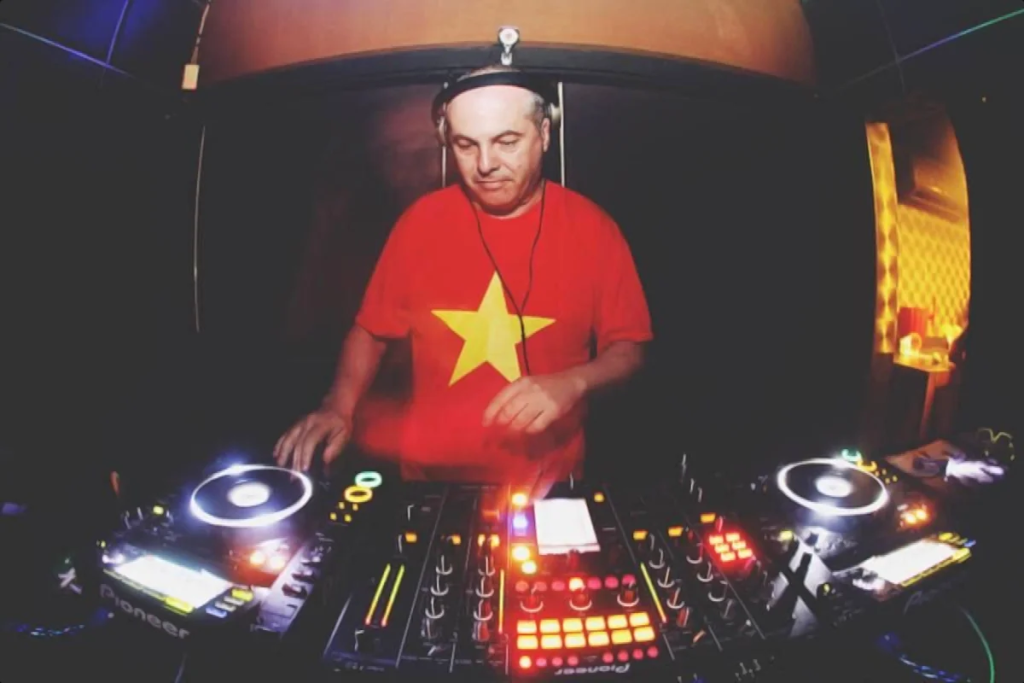 Italian DJ and producer Marco Mei performing in Vietnam, colour image.