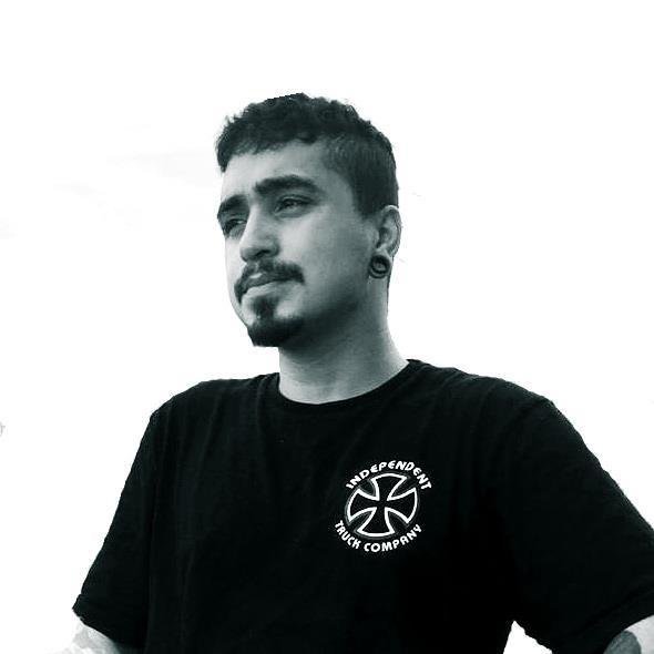 Argentinian DJ and producer Soulmade-AR standing and looking slightly right, black and white image.