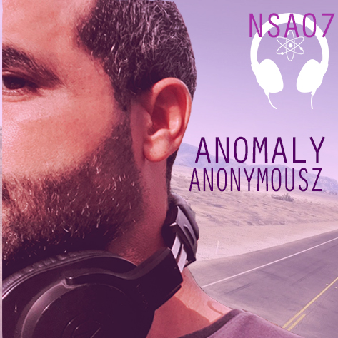 Lebanese DJ Anomaly on a road wearing headphones, image shows the side of his face along with our logo in white, colour image.