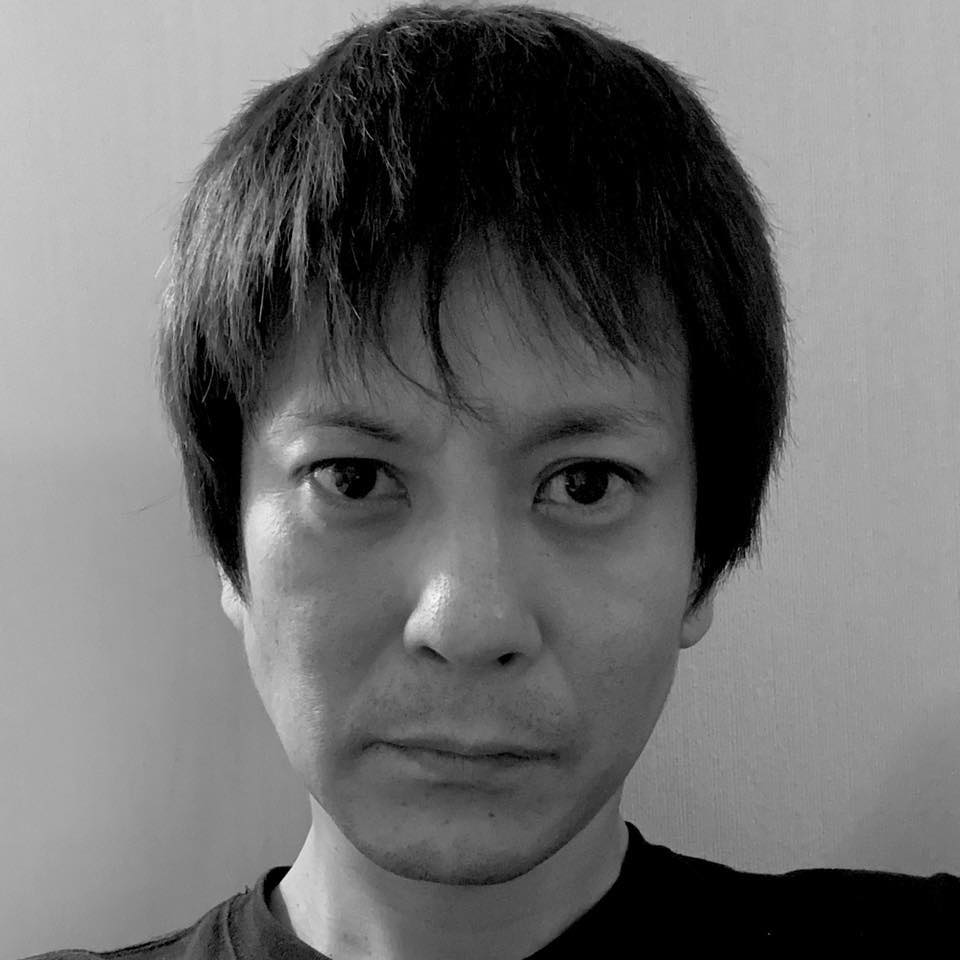 Japanese DJ and producer Takamasa Owaki in head shot, black and white image.