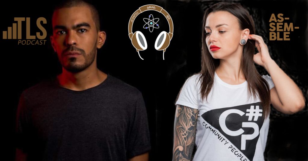 Colombian DJ and producer Gutz and Ukranian DJ Ksenia Pavlova on Assemble 16 cover image featuring ours and their logos, colour image.