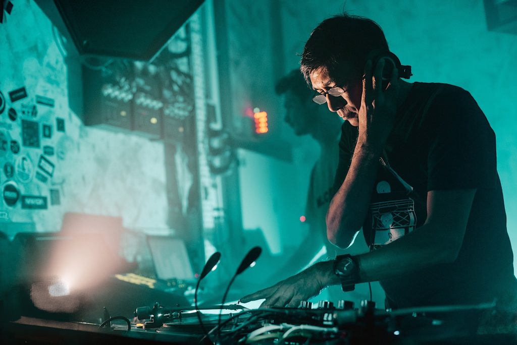 Singaporean DJ and producer Brendon P performing at Kilo lounge, Singapore, colour image.
