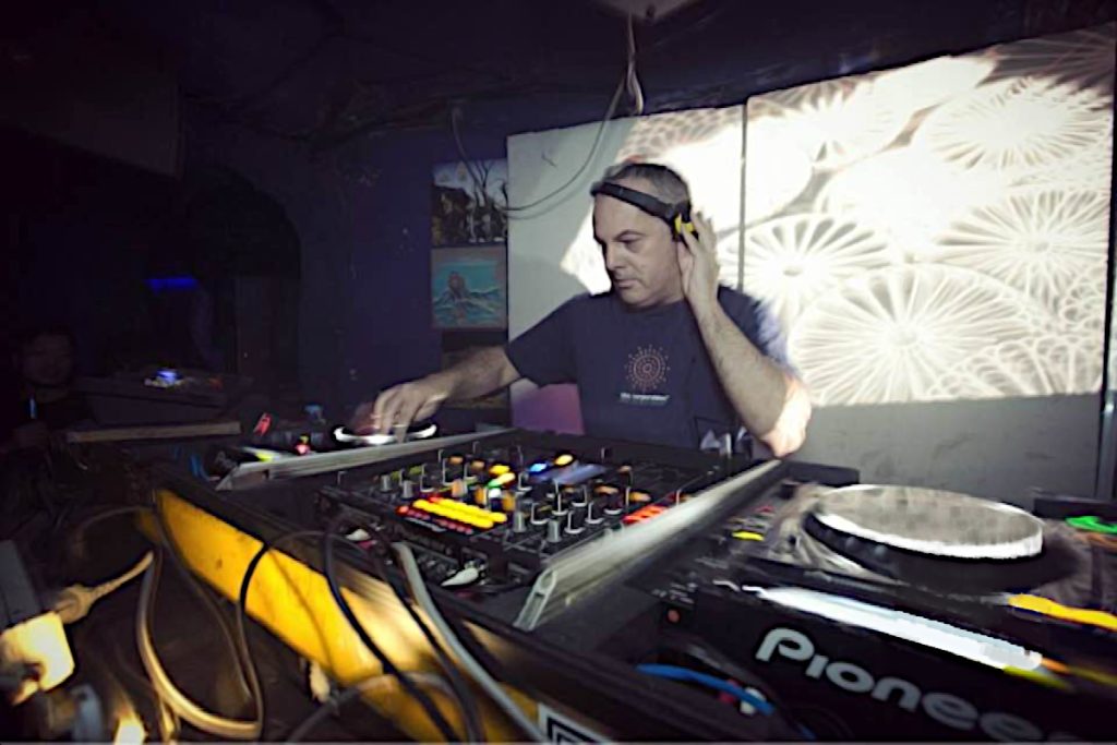 Italian DJ and Producer Marco Mei performing in Shanghai, colour image.