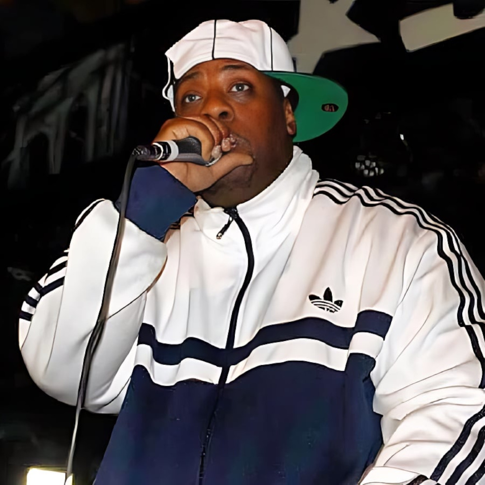Rampage of the Flipmode Squad performing live with a microphone.